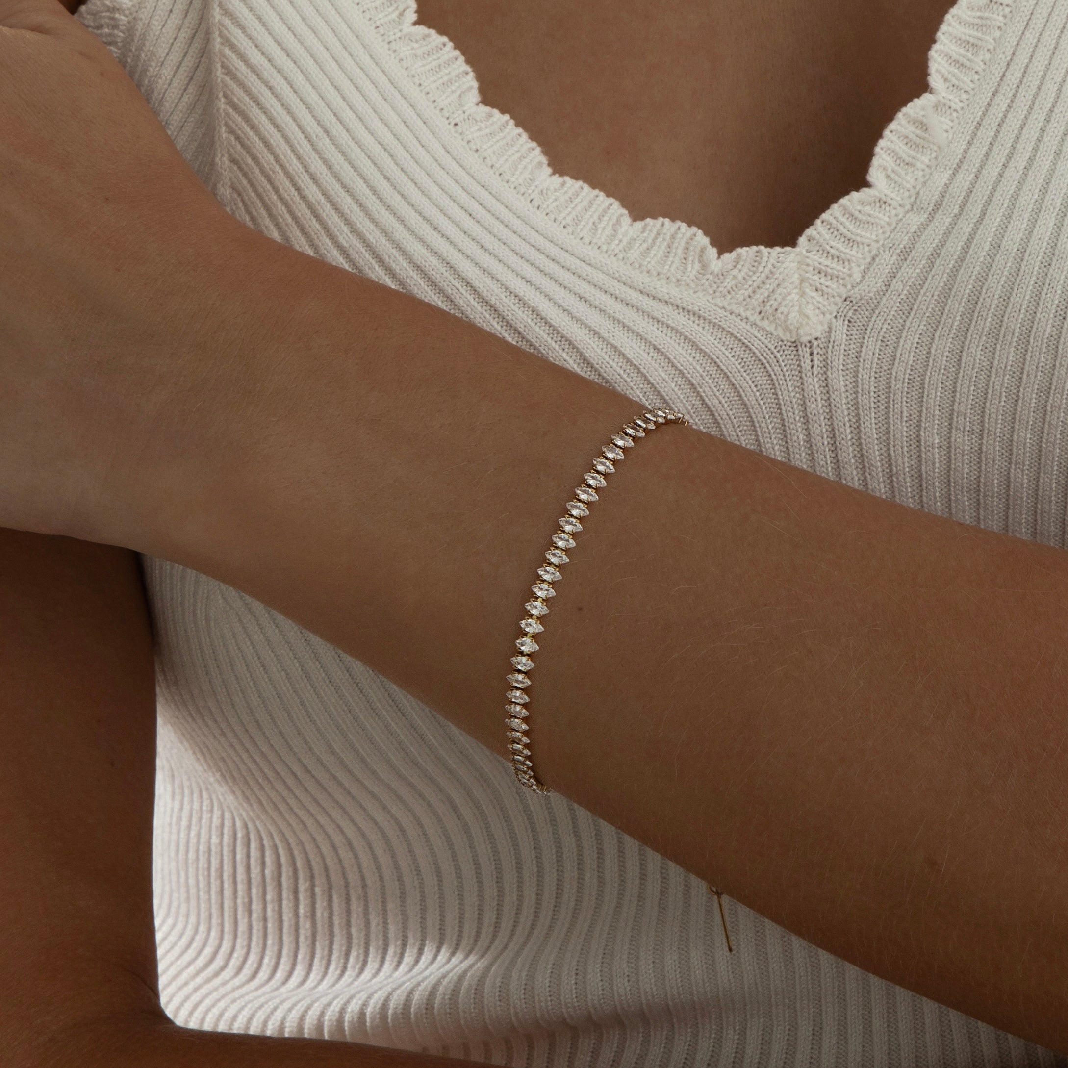 Marquise Cut Dainty Tennis Bracelet | Gold