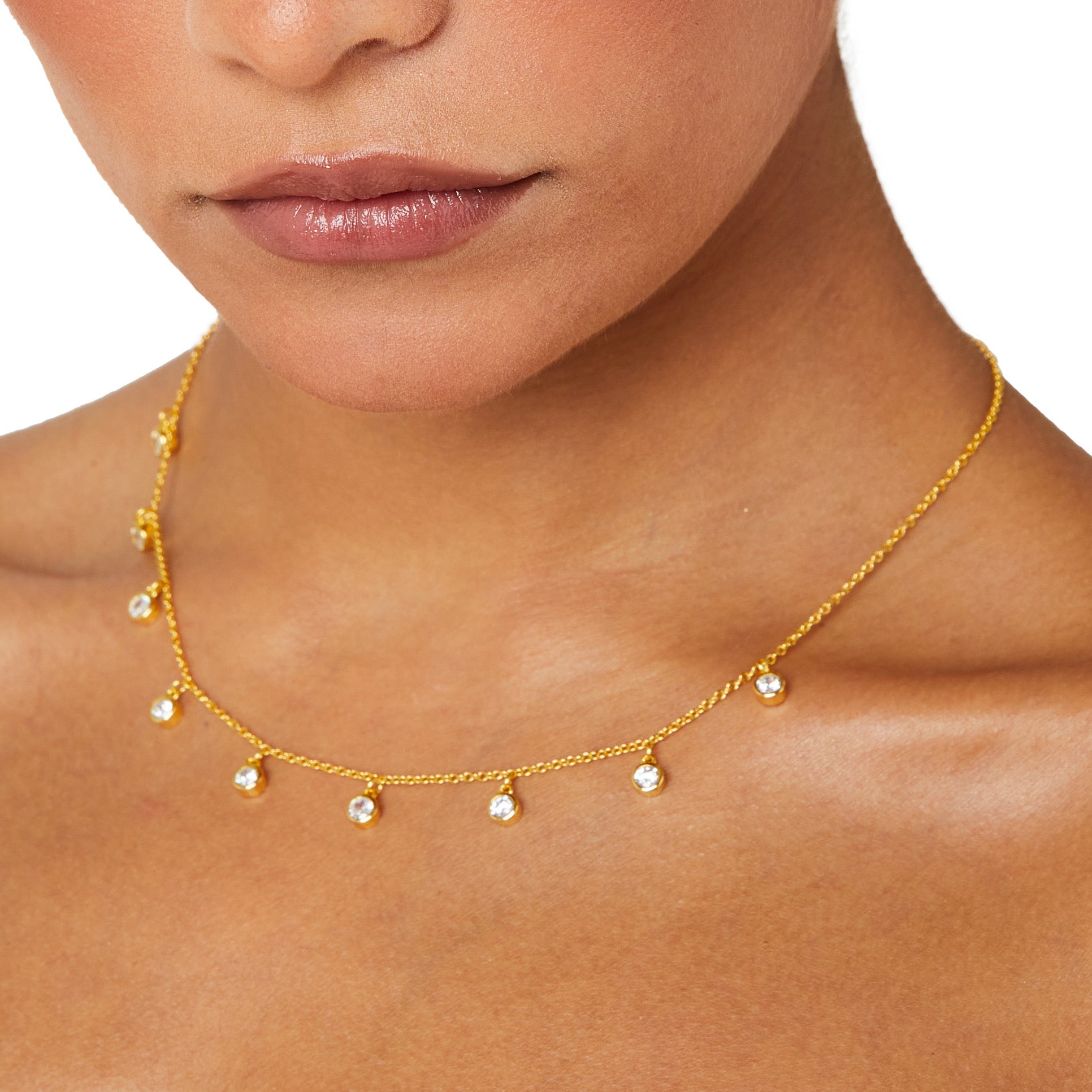 Raindance Crystal Droplet Choker Necklace | Gold