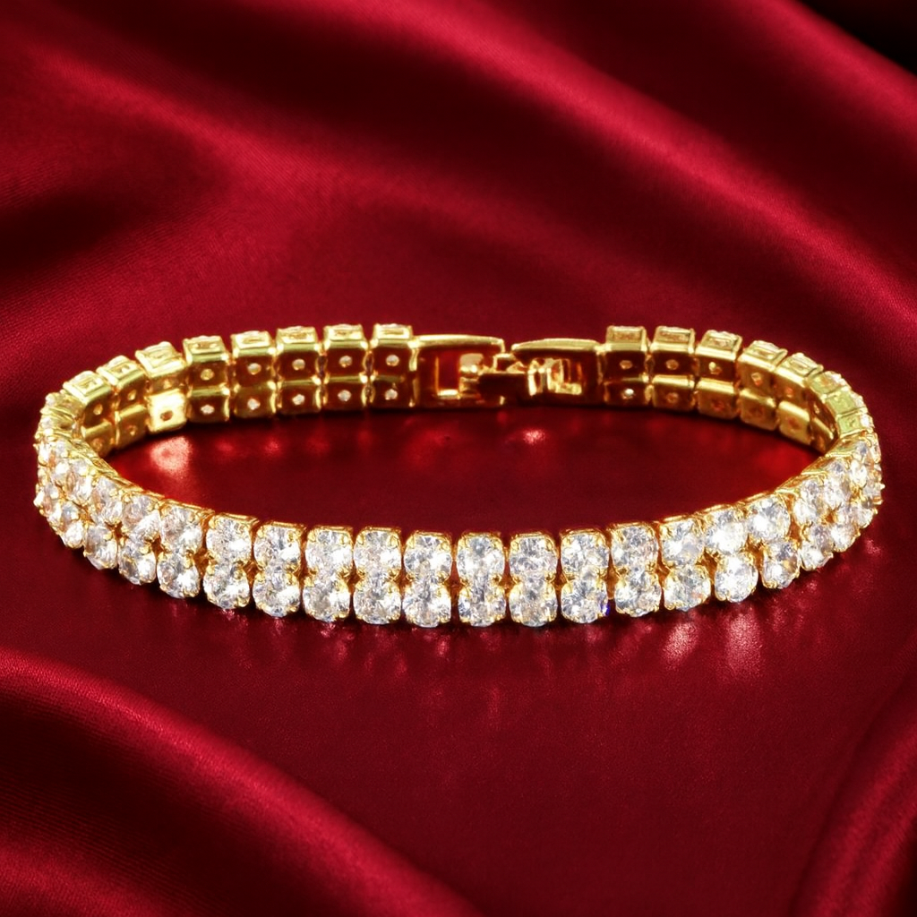 Classic Deluxe Double Row Tennis Bracelet | Gold