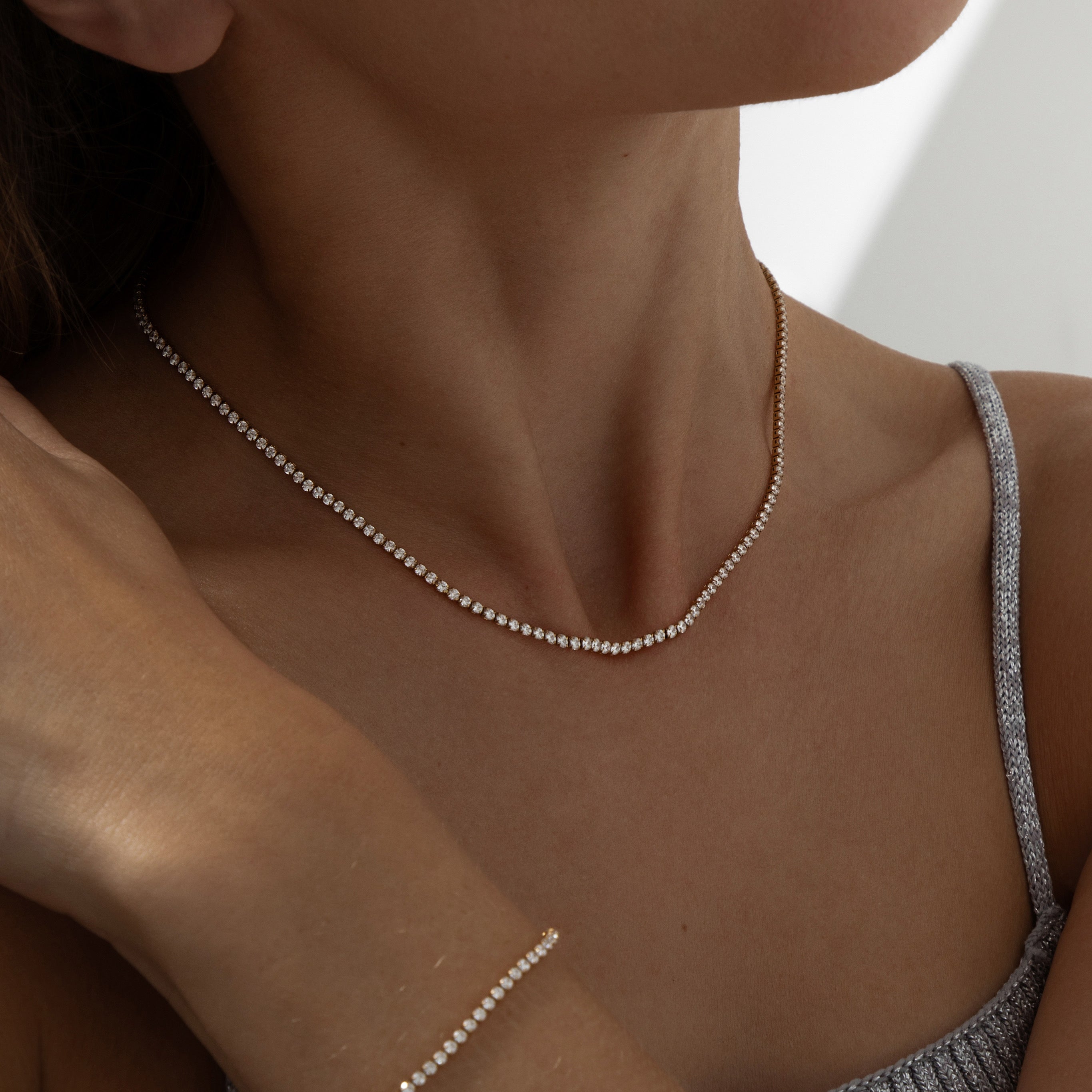 Dainty Tennis Necklace | Gold