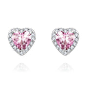 Heart Stud Earrings | Blush Pink | Silver