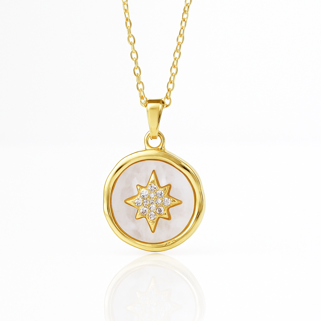 Gold pendant necklace featuring a polished star charm on a fine chain, part of the Illuminate Collection by Valentina Rose.