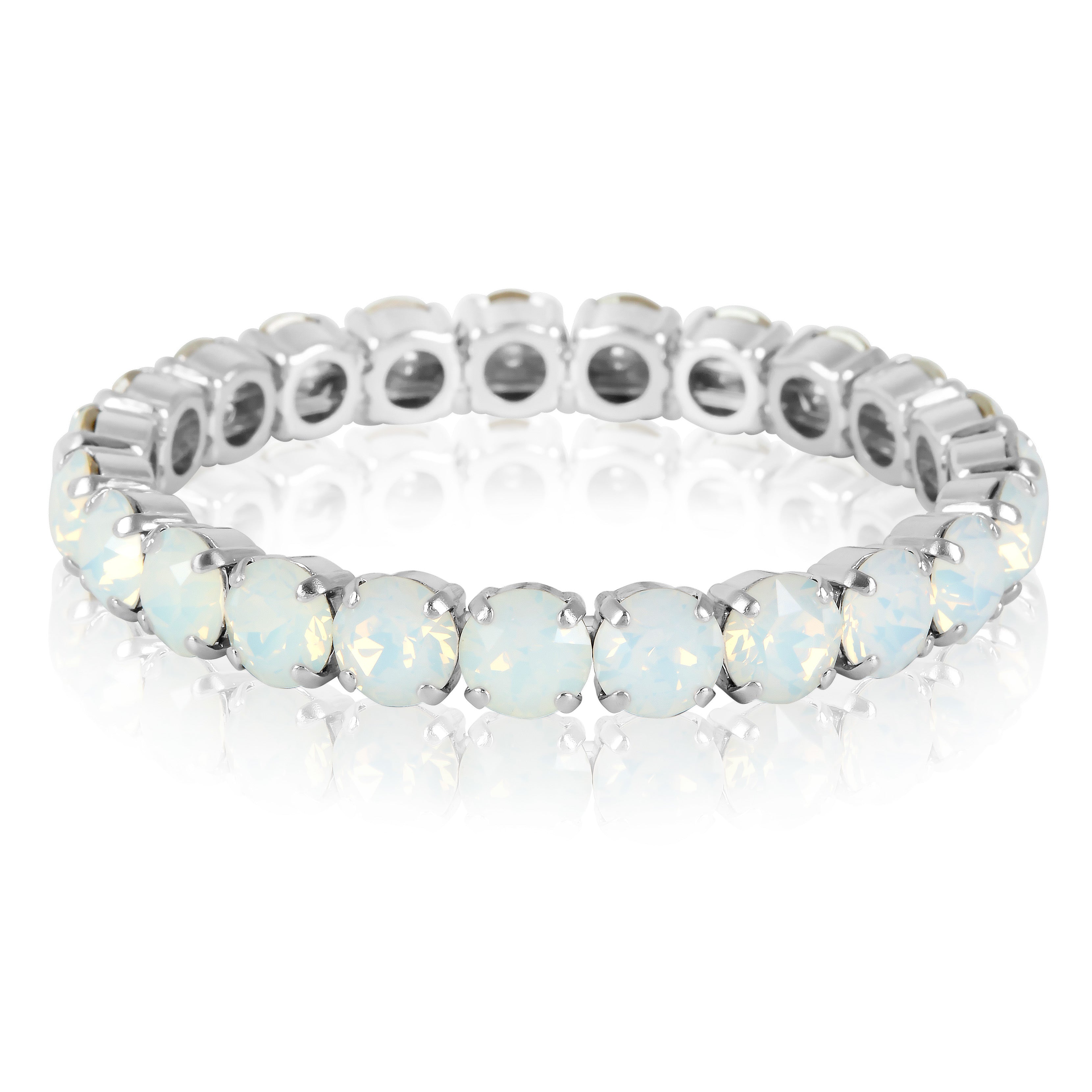 Paloma Gemstone Stretch Bracelet | Silver | White Opal