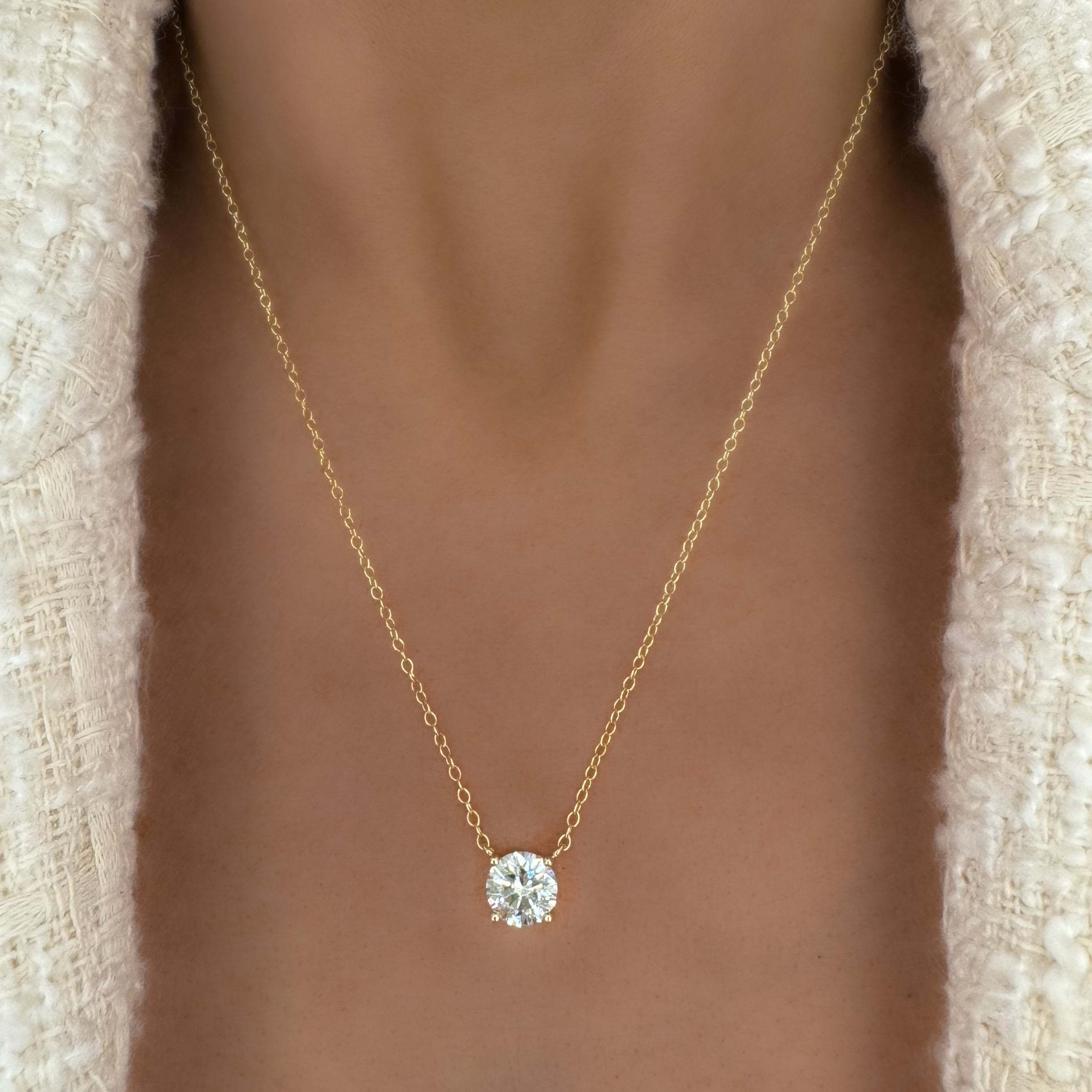 Solitaire Supreme Sparkle Pendant Necklace | Gold