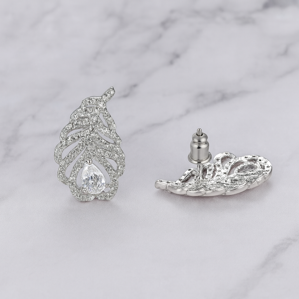 Moonlit Birch Leaf Earrings | Silver