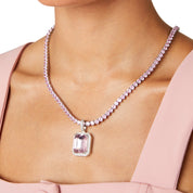 Silver tennis necklace, tennis necklace, pendant necklace, layer necklace, heart tennis necklace, crystal necklace, gemstone necklace, wedding necklace, going out necklace, party necklace, silver tennis chain, silver tennis pendant, pink tennis necklace