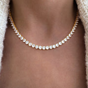 Lumiere Classic Crystal Tennis Necklace | Gold