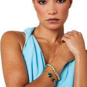 Athena Gemstone Twisted Cuff Bracelet | Gold | Emerald Green