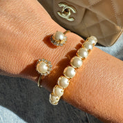 Eternal Halo Cuff Bracelet | Pearl | Gold