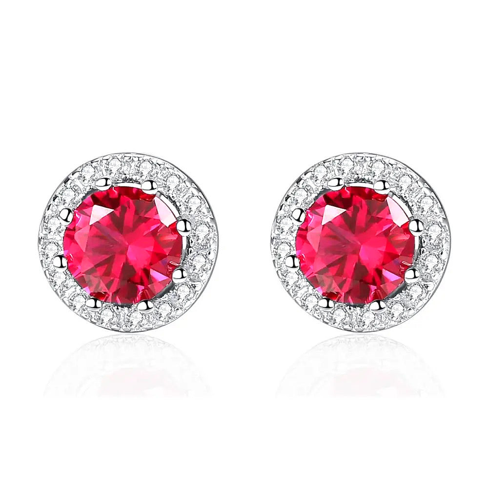 Ruby stud earrings sterling silver discount