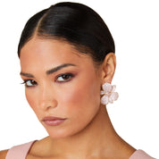 Gold wild orchid earrings, Micro-pavé gold floral earrings, Crystal cluster gold statement earrings, Pastel shimmer gold earrings, Elegant gold plated flower earrings, Sparkling gold cocktail earrings, Luxe gold earrings for special occasions