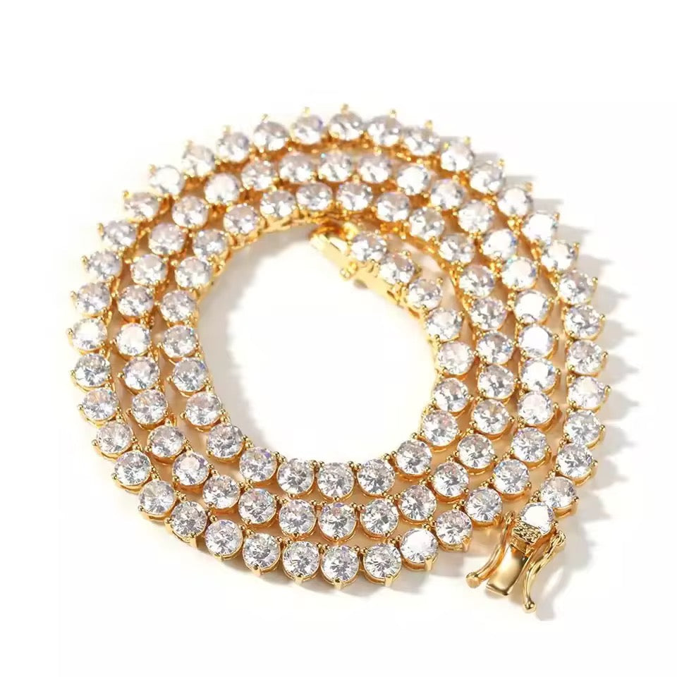 Lumiere Classic Crystal Tennis Necklace | Gold