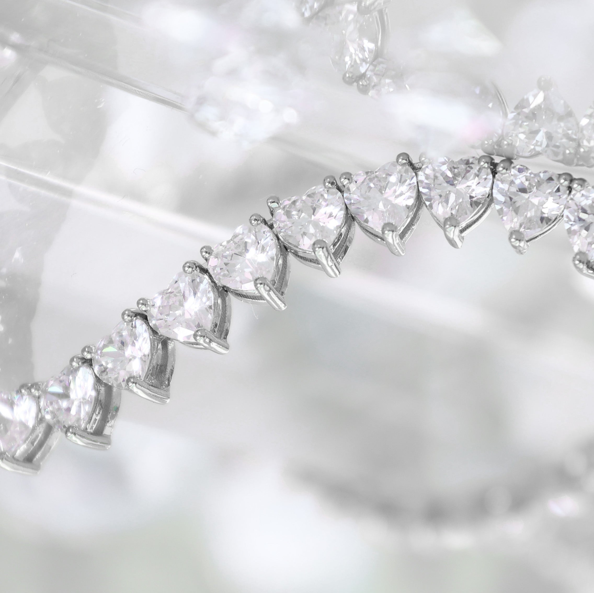 Sweetheart Deluxe Tennis Necklace | Silver