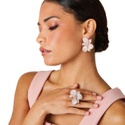 Gold wild orchid earrings, Micro-pavé gold floral earrings, Crystal cluster gold statement earrings, Pastel shimmer gold earrings, Elegant gold plated flower earrings, Sparkling gold cocktail earrings, Luxe gold earrings for special occasions