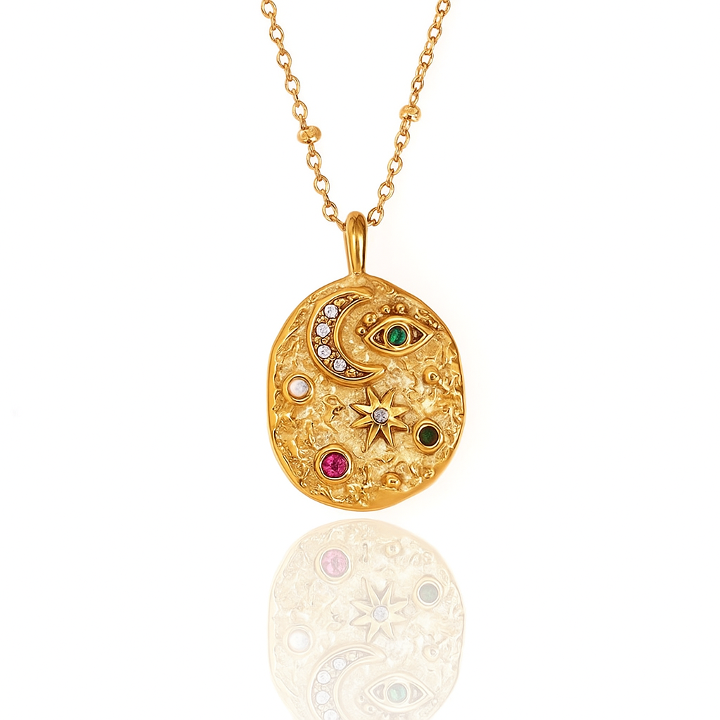 Luna Hammered Pendant Necklace | Gold