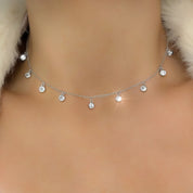 Raindance Crystal Droplet Choker Necklace | Silver