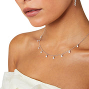 Raindance Crystal Droplet Choker Necklace | Silver