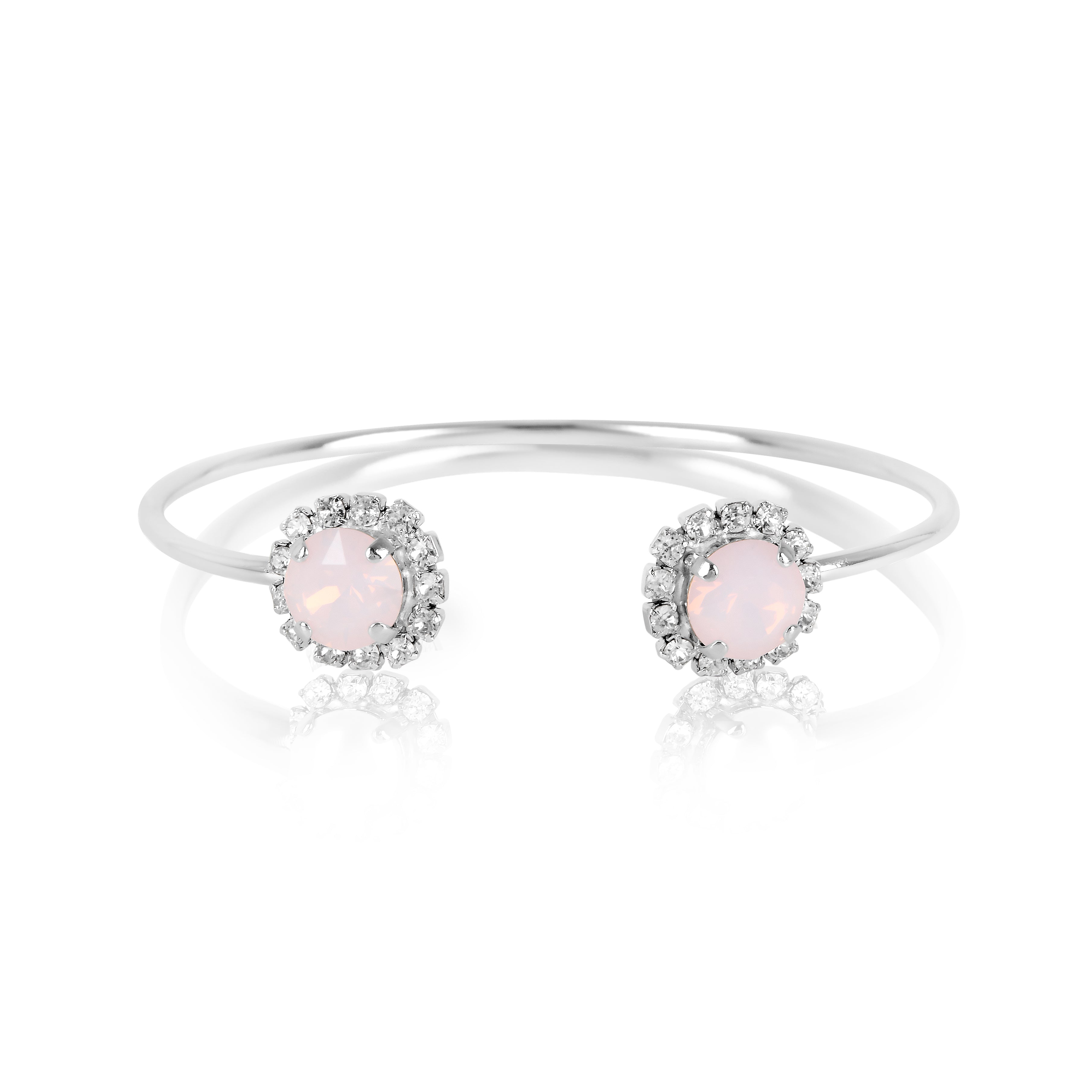 Halo Bangle, Silver Bangle, Statement Cuff, Wedding Bangle, Going Out Bracelet, Swarovski Bangle, Opal Bangle, Beautiful Bracelet, Pink Bangle