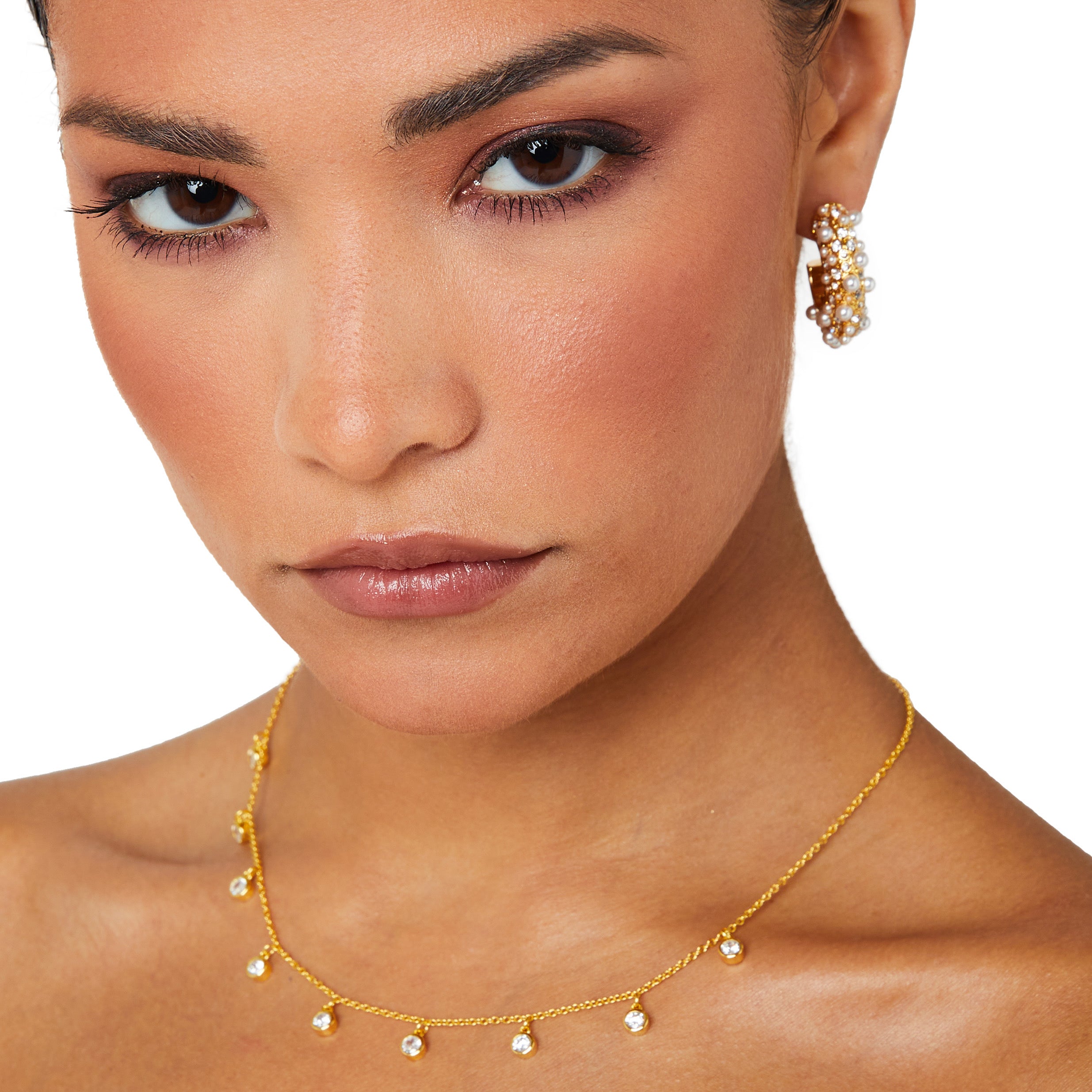 Raindance Crystal Droplet Choker Necklace | Gold