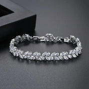 Vine Leaf Crystal Tennis Bracelet | Silver