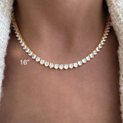 Lumiere Classic Crystal Tennis Necklace | Gold