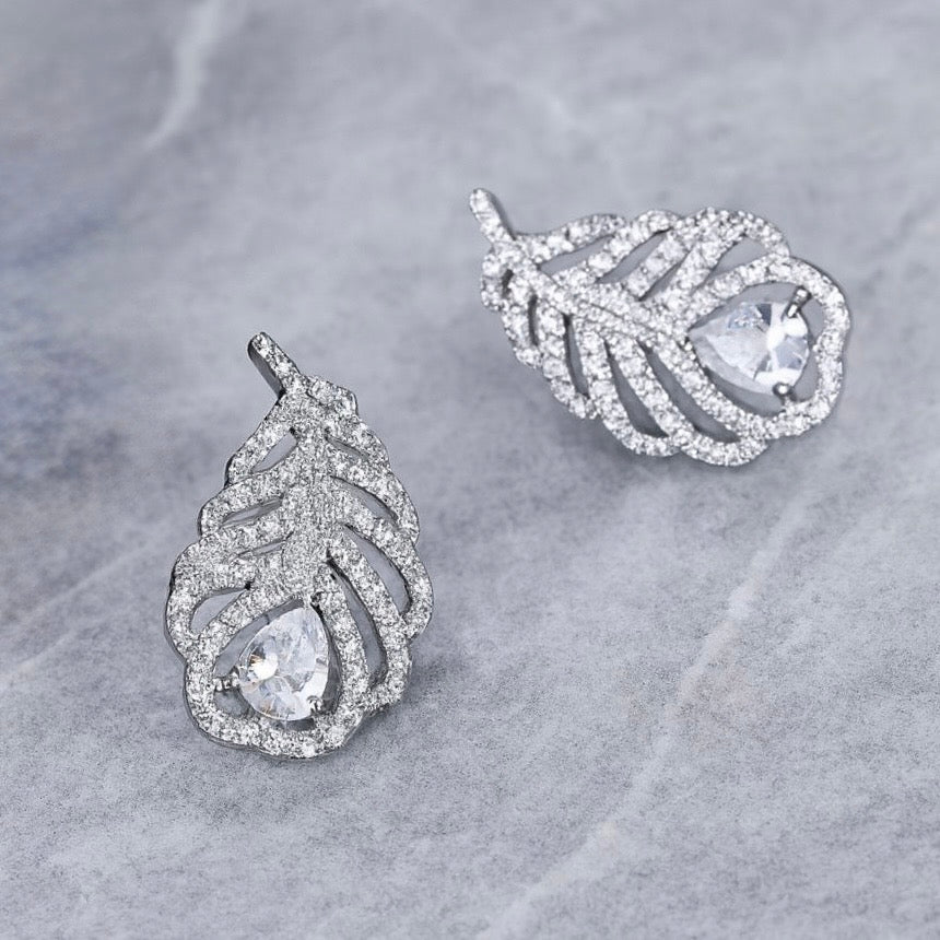 Moonlit Birch Leaf Earrings | Silver