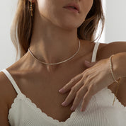 Marquise Cut Dainty Tennis Necklace | Gold