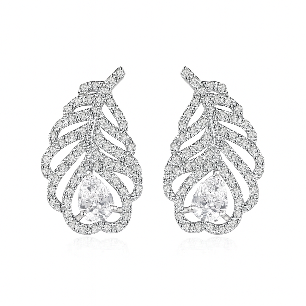 Moonlit Birch Leaf Earrings | Silver