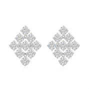Crystal Lattice Drop Earrings | Silver