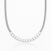 Tennis And Snake Chain Fusion Necklace | Silver