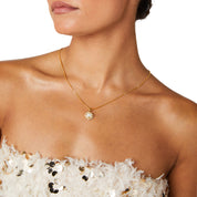 Halo Pendant, Gold Necklace, Pendant, Statement Necklace, Wedding Necklace, Going Out Necklace, Swarovski Necklace, White Necklace, Beautiful Necklace, Pearl Necklace