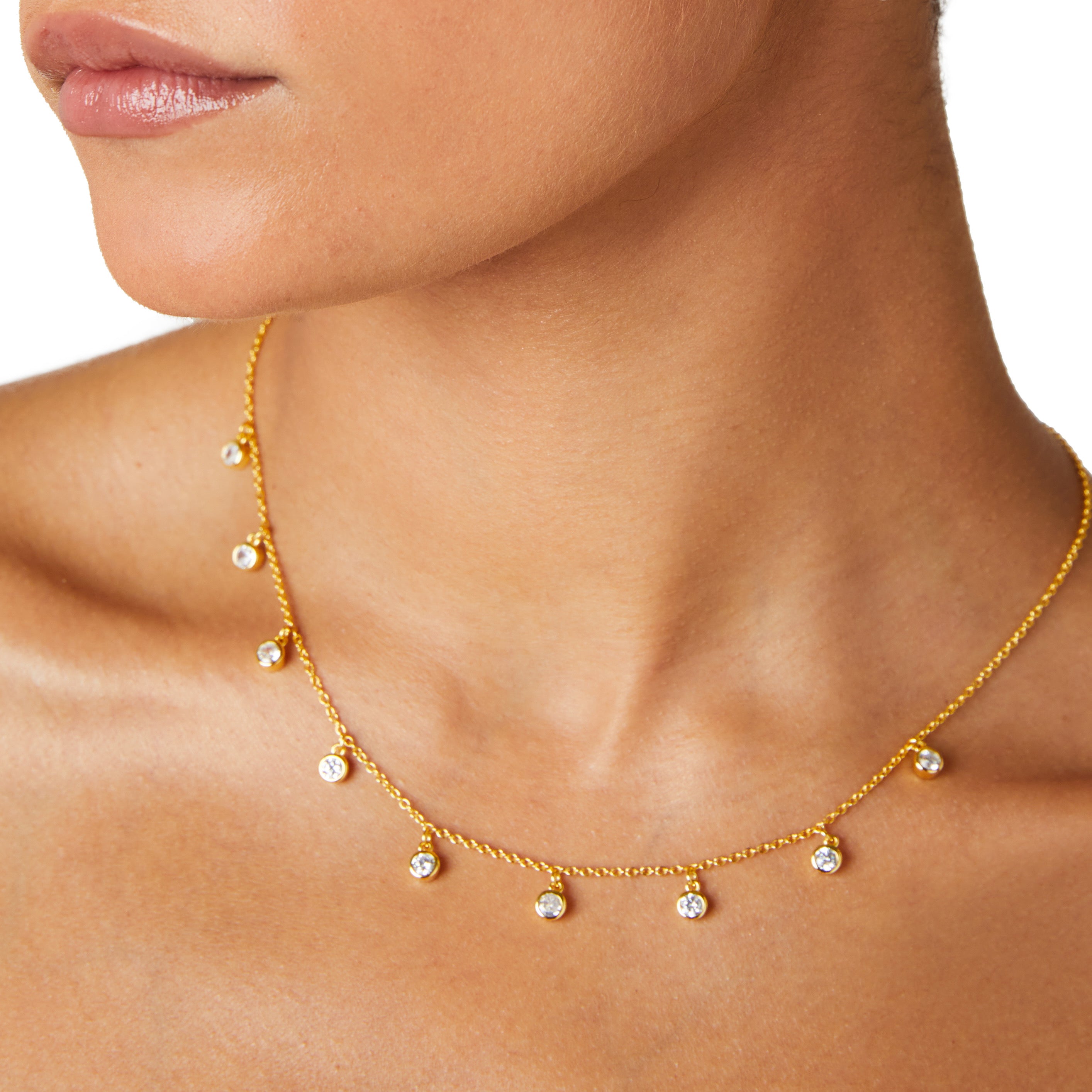 Raindance Crystal Droplet Choker Necklace | Gold