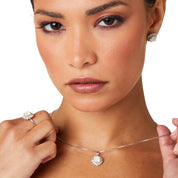 Halo Pendant, Silver Necklace, Pendant, Statement Necklace, Wedding Necklace, Going Out Necklace, Swarovski Necklace, Opal Necklace, Beautiful Necklace, Blue Necklace