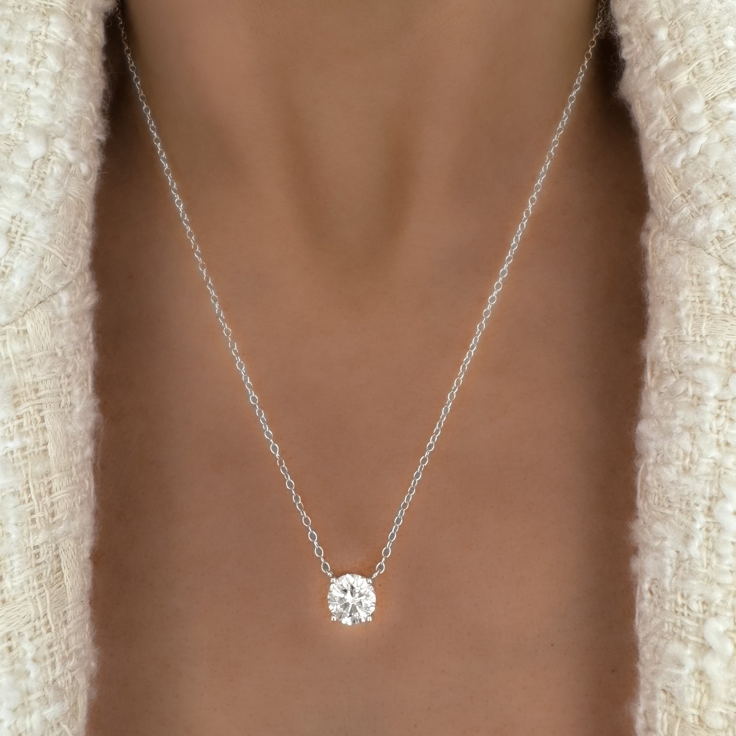 Solitaire Supreme Sparkle Pendant Necklace | Silver