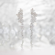 Floral Crystal Cascade Earrings | Silver