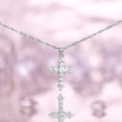 Cross pendant, Cross necklace, silver necklace, crystal necklace