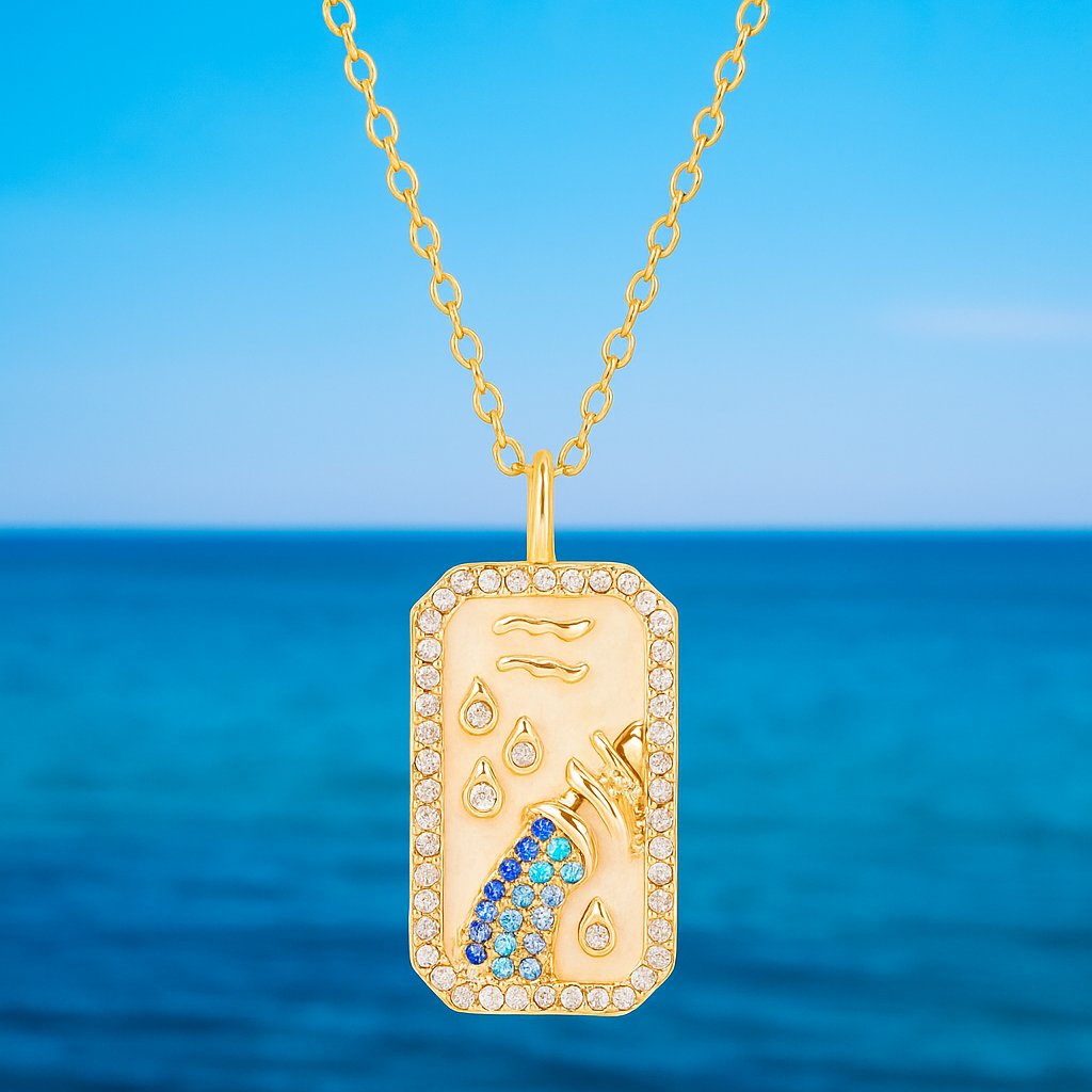 Aquarius Zodiac Constellation Amulet Necklace | Gold
