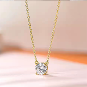 Solitaire Supreme Sparkle Pendant Necklace | Gold