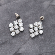 Crystal Lattice Drop Earrings | Silver