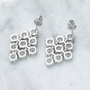 Crystal Lattice Drop Earrings | Silver