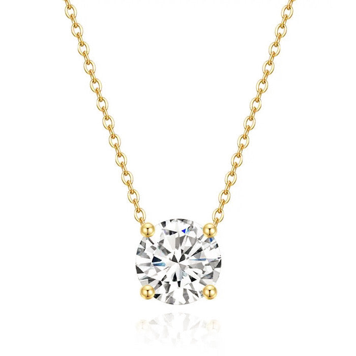 Solitaire Supreme Sparkle Pendant Necklace | Gold