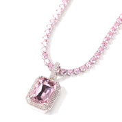 Silver tennis necklace, tennis necklace, pendant necklace, layer necklace, heart tennis necklace, crystal necklace, gemstone necklace, wedding necklace, going out necklace, party necklace, silver tennis chain, silver tennis pendant, pink tennis necklace