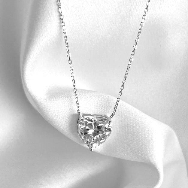 "From Valentina With Love" Heart Pendant Necklace | Silver