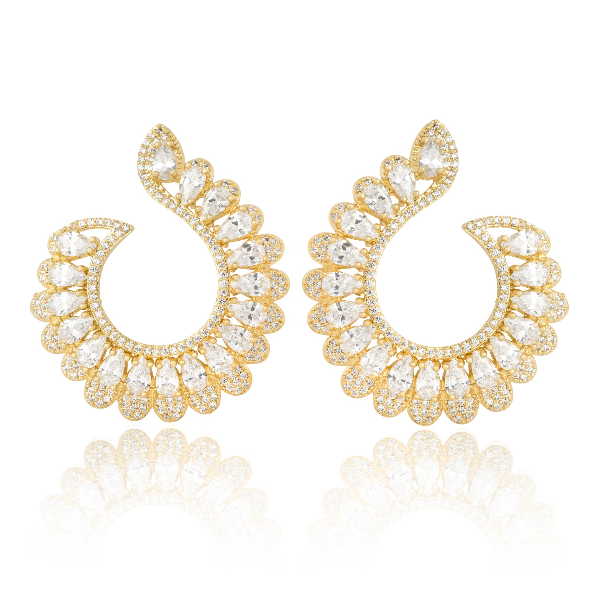 Gold going out earrings, statement earrings, 18k earrings, gold earrings, wedding earrings, sparkly earrings, shiny earrings