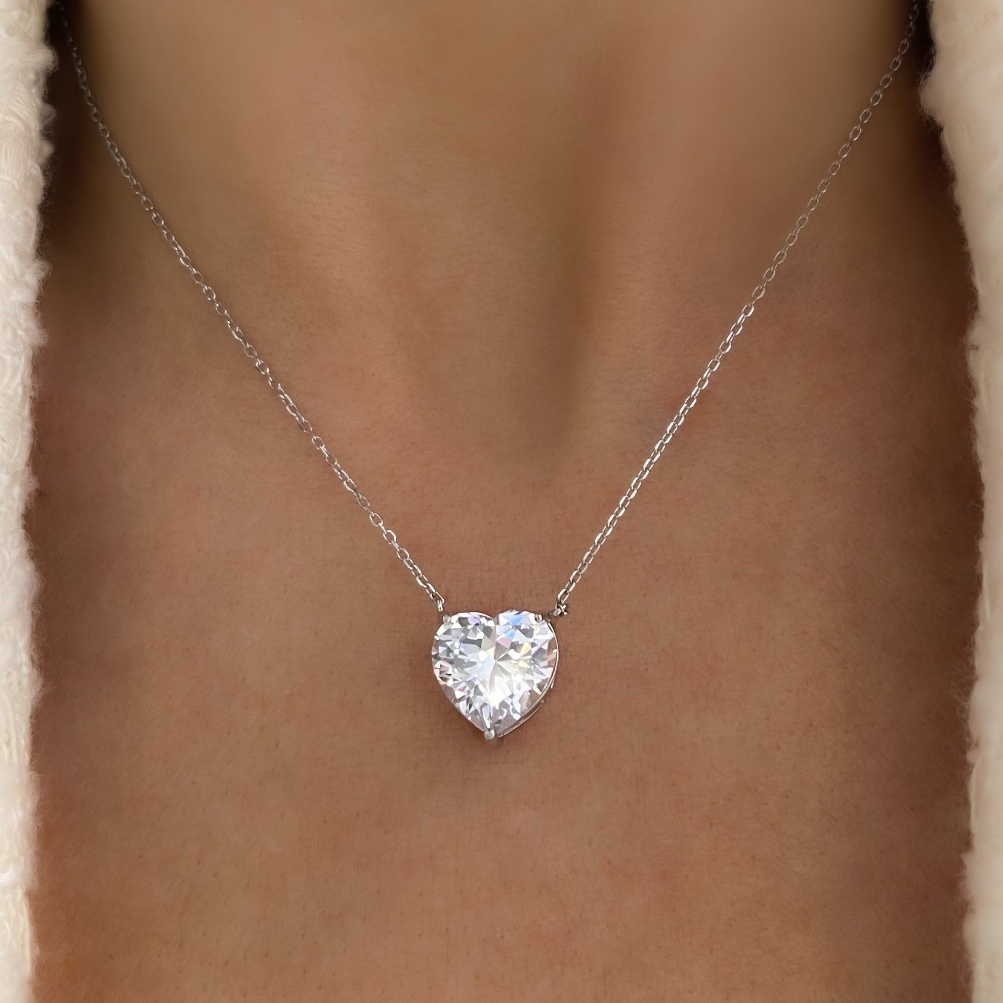 "From Valentina With Love" Heart Pendant Necklace | Silver