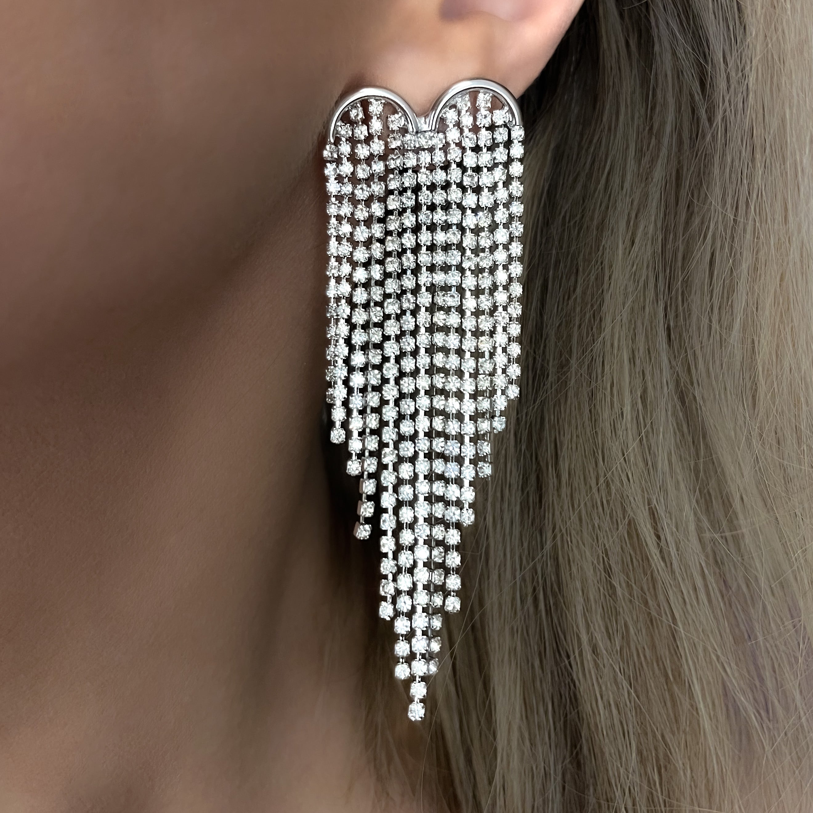 Statement earrings, party earrings, silver earrings, drop earrings, wedding earrings, going out earrings, sparkling earrings