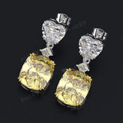 Heart earrings, citrine earrings, silver heart earrings, wedding earrings, heart silver earrings