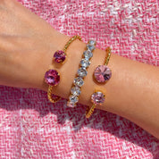 Athena Gemstone Twisted Cuff Bracelet | Gold | Light Rose Pink