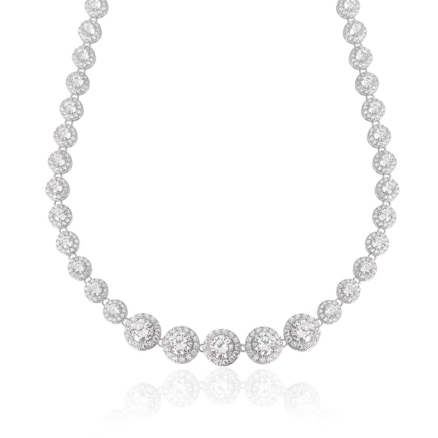 Saskia Crystal Tennis Necklace Silver Sparkling Tennis Necklace