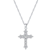 Cross pendant, Cross necklace, silver necklace, crystal necklace